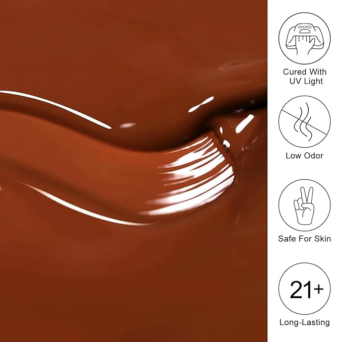 Imtiti Brown Gel Nail Polish, 15ML Chocolate Brown Soak Off LED UV Polish for Autumn Winter, DIY Nail Art Starter Manicure Salon Kit