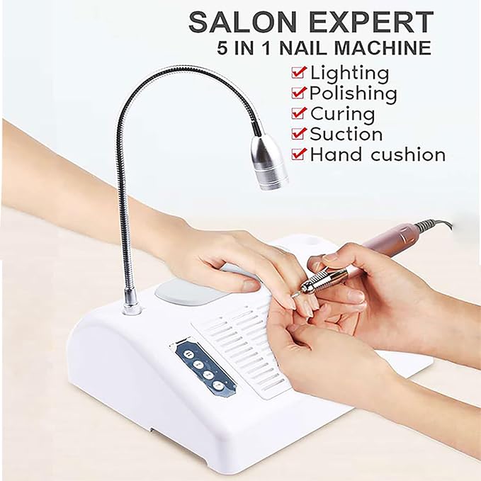 5 in 1 Professional Nail Dust Collector, 30000rpm Electric Nail Drill Machine, 48/96W LED Nail Lamp for Salon & Home