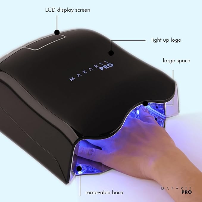 MakarttPro LuxuriaPro 98W Professional UV LED Nail Lamp | 42 Powerful LEDs for Fast and Efficient Curing Gel Nails | Rechargeable 5200mA Lithium Battery | Cordless Nail Dryer - Baby Pink