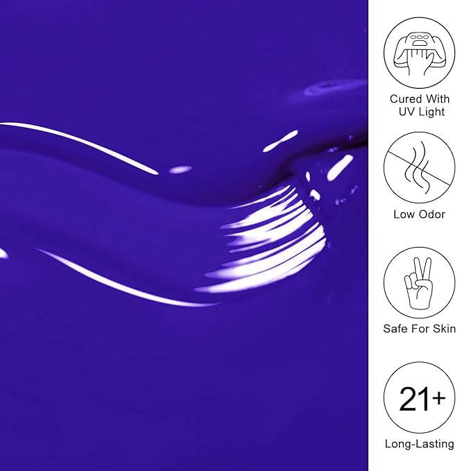 Imtiti Purple Gel Nail Polish, 15ML Dark Purple Blue Gel Polish for Autumn Winter, DIY Nail Art Starter Kit