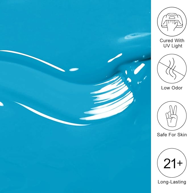 Imtiti Blue Gel Nail Polish, 15ML Turquoise Blue Gel Polish Autumn Winter Gel Nail Kit
