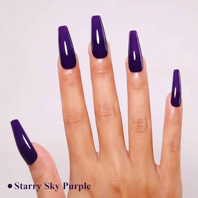 Imtiti Purple Gel Nail Polish, Starry Sky Purple Gel Polish High Gloss Soak Off UV LED Autumn Winter Art Manicure Salon DIY Design 10ML
