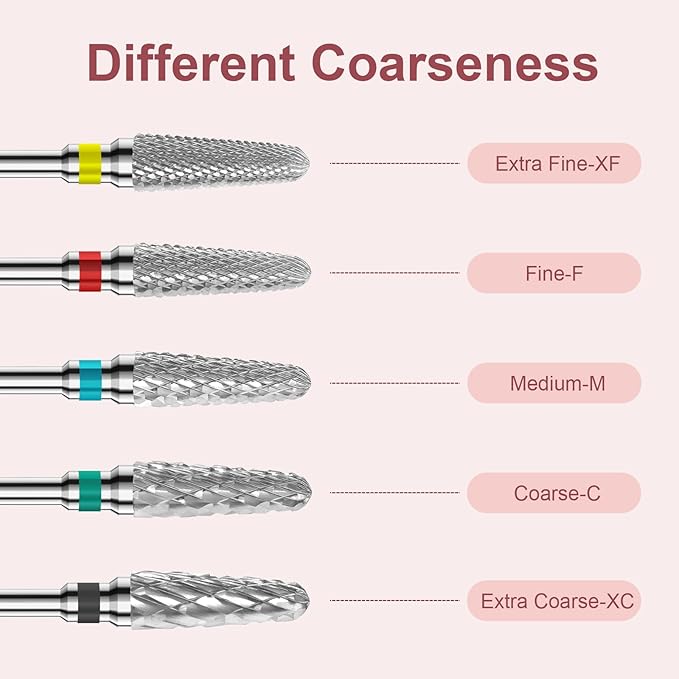 3/32" Clean Cone Bits Extra Fine Grit Carbide Cuticle Cleaner Bit for Electric Nail Drills – Professional Manicure Tool for Nail Salons and Home Use (XF Grit. Silver)
