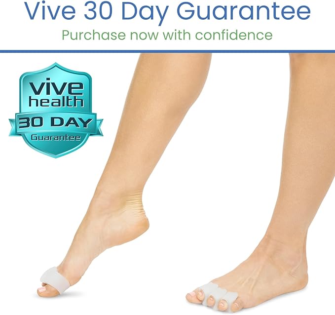 VIVEsole Toe Spreaders for Feet (8 Pack) - Silicone Spacers for Women & Men - Gel Separators for Bunions, Overlapping Toes, Pain Relief - Orthotic Dividers for Athletes, Alignment & Corrector