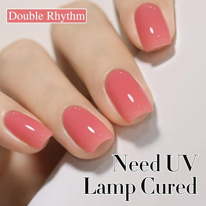 Double Rhythm Gel Polish 15ML Jelly Sheer Pastel Light Milky Color Pearl White Bottle 1 PC 0.5 OZ Full Size Nail Art Salon at Home (Milky Pink-D1382)