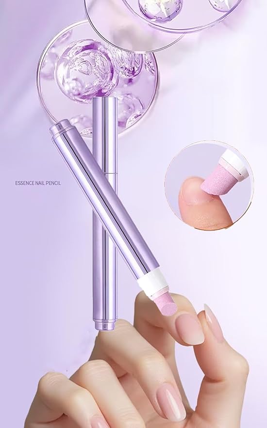 3-in-1 Nail Care Pen, 2025 Upgrade Cuticle Oil Pen for Nails, Ceramic Cuticle Pusher with Oil, Refillable Cuticle Oil Pen, Nail Buffer & Strengthener for Dry, Brittle Nails (Large 3Pcs)