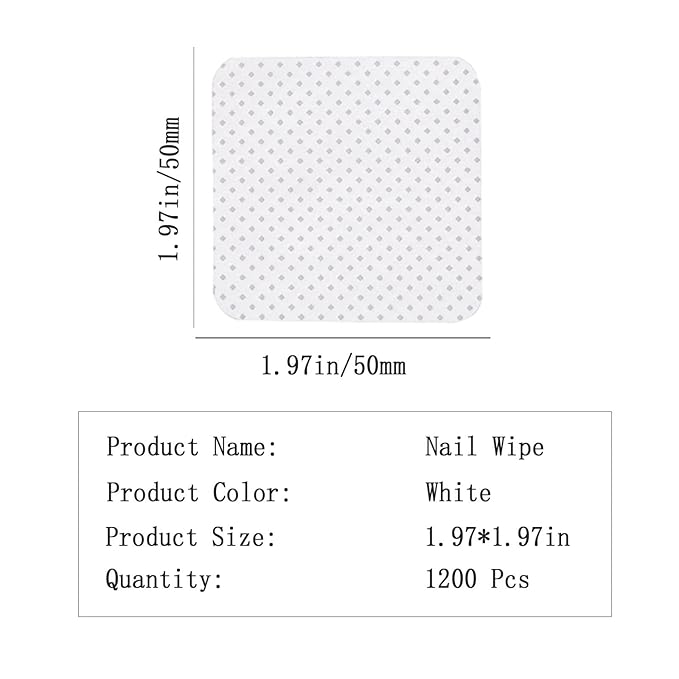 Absorbable Soft Gel Nail Polish Remover Cotton Pads - 1200 Pcs Lint-Free Non-Woven Fabric Wipes for Nails & Lash Extension Glue Cleaning