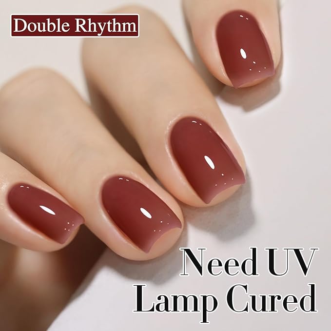 Double Rhythm Gel Polish 15ML Jelly Sheer Pastel Light Milky Color Pearl White Bottle 1 PC 0.5 OZ Full Size Nail Art Salon at Home (Deep Purple-D1528)