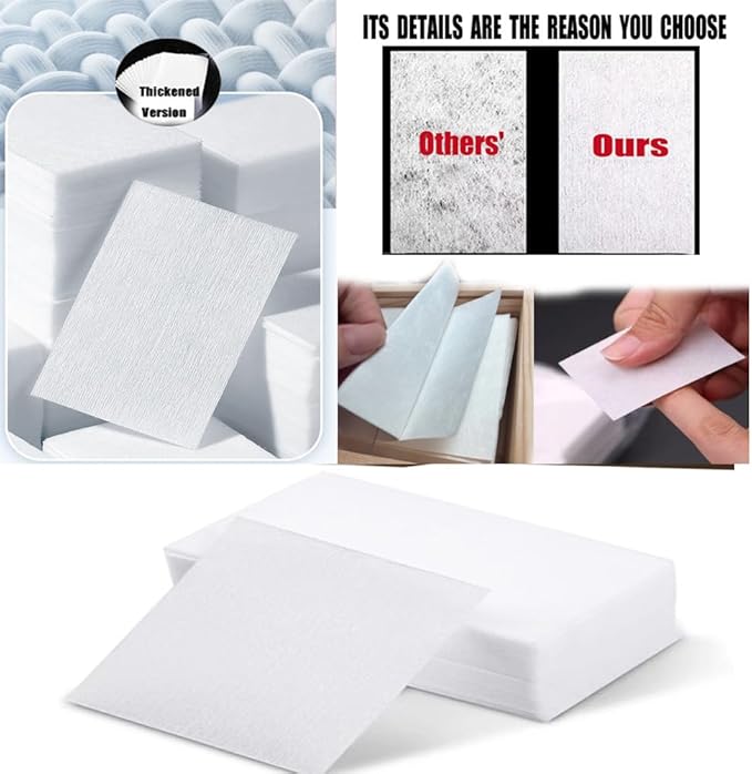 Nail Cotton Pads -600PCS Lint Free Gel Nail Polish Removers Eyelash Extension Glue Cleaning Wipes, WipesNail Art Gel Lint Free Nail Wipes (White)