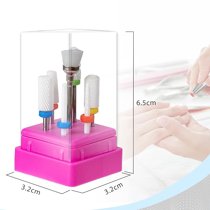7pcs Ceramic Nail Drill Bits Set, 3/32'' (2.35mm) Drill Bit for Electric Manicure Pedicure Nail Drill Machine