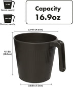 Greentainer Ribbed Drinking Glasses Coffee Mugs Set of 8, Plastic Coffee Cups - Image 2