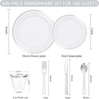 WELLIFE 600 PCS Silver Disposable Dinnerware Set - Image 6