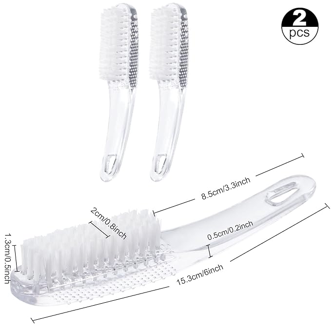 4 Pcs Handle Grip Nail Brushes for Cleaning, Long Handle Fingernail Cleaner, Hand Nail Toes Cleaning and Scrubbing Brushes, Pedicure Nail Scrubber Non-Slip for Men and Women, Clear
