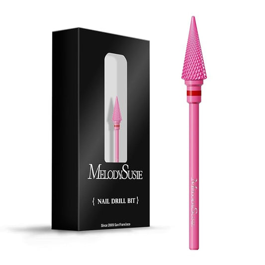 MelodySusie Professional Tapered Nib Nail Drill Bit, 3/32'' Carbide Tungsten Multi-function Bit, Suitable for Manicure Pedicure Cuticle Gel Polishing, Technicians Bit, Series Bit-M, Pink Blossom, F