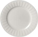 Tabletops Gallery Embossed Bone White Porcelain Round Dinnerware Collection- - Image 5