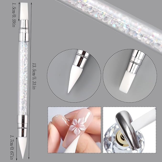 Nail Art Tools 73-pieces Set, Nail Brushes For Nail Art, Resin Agate Stone Nail Art Palette, Dual-ended Silicone Carving Pen Dotting Pen Tools, False Nail Display Tips Nails Art Kit for Nail Design