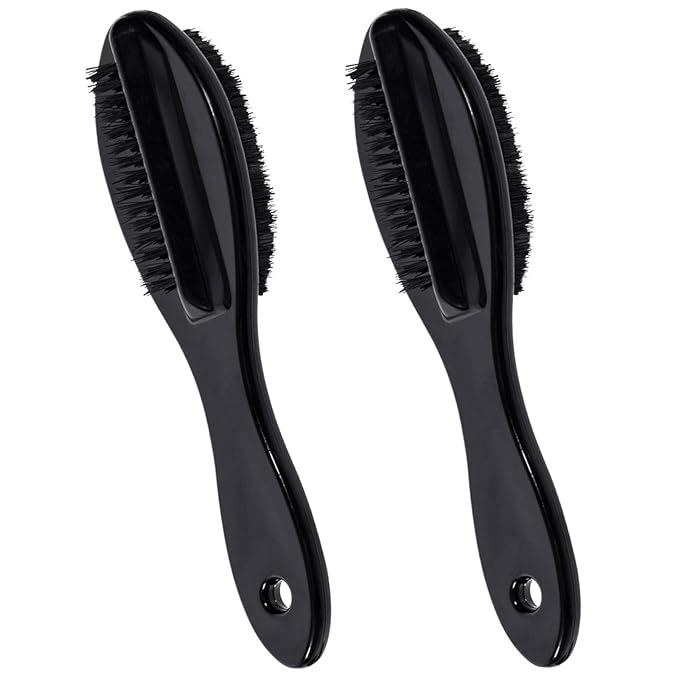 Nail Brush for Cleaning Fingernails 4 PCS, Long Handle Grip Double Sided Nail Foot Scrub Brush Fingernail Cleaner, Soft Stiff Bristles Pedicure Nail Scrubber Non-Slip for Men Women Black