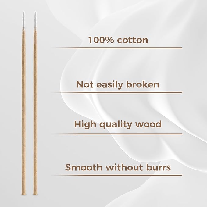 400Pcs Pointed Cotton Swabs in Storage Box - Precision Microblading Cotton Swabs with Wooden Sticks for Makeup, Cleaning Nail Polish, Eyebrow, Tattoo Permanent Supplies, Craft