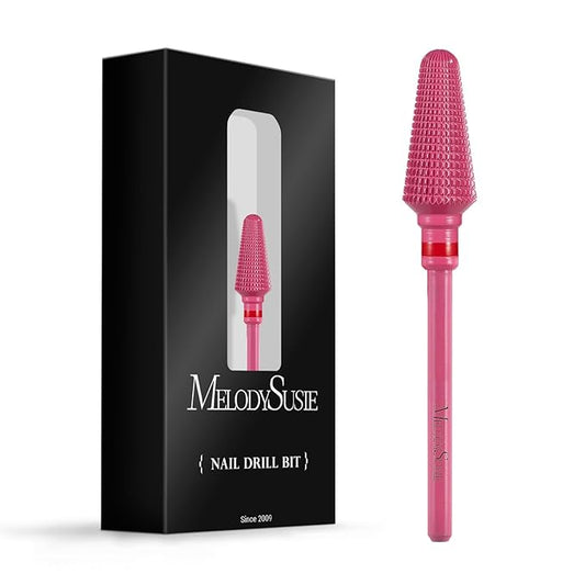 MelodySusie Professional Tornado Nail Drill Bits, 3/32'' Carbide Tungsten Multi-function Bits, Suitable for Manicure Pedicure Cuticle Gel Polishing, Salon Bits, Pink Blossom, Series Bit-X, Fine