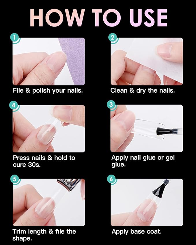 Meidum Square Soft Gel Nail Tips, BORNBYME 240 PCS Pre Buff Full Cover Shaped Nail Extenison Tips Half Matte X Gel Nail Tips