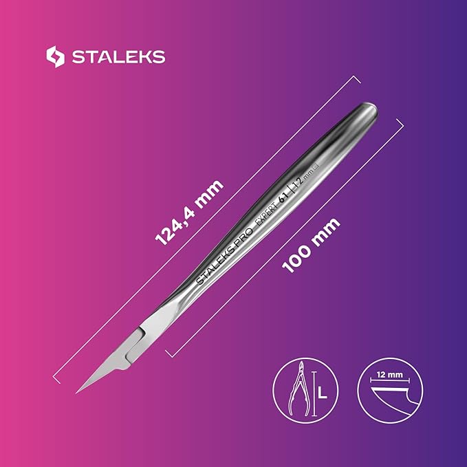 Staleks Pro EXPERT 61 Ingrown Toenail Nippers – 12mm Blades – Narrow Tips with Safe Ends – Stainless Steel – Professional Pedicure Tool NE-61-12, Full Jaw, 0.47 Inch (12mm)