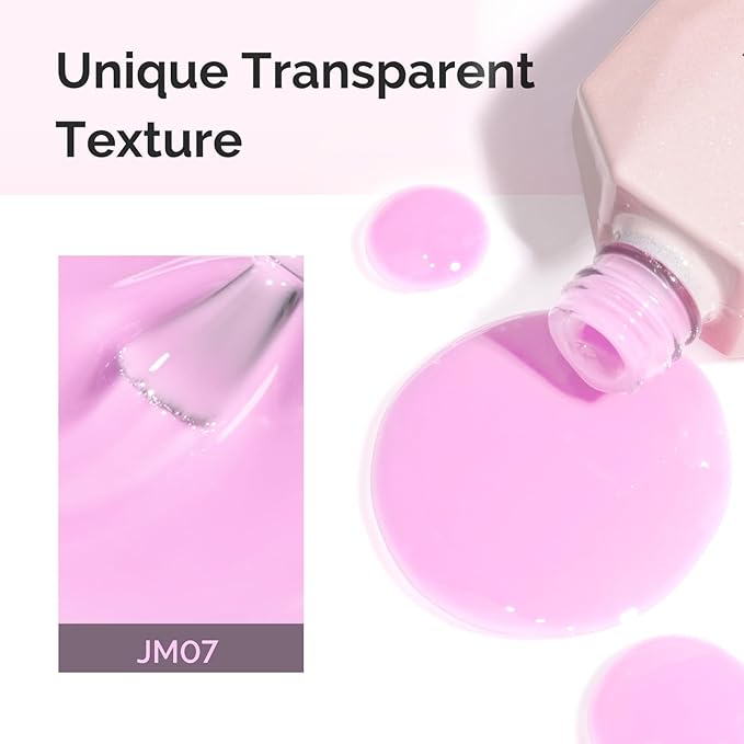 MelodySusie Jeweliver Gel Nail Polish, 0.5Fl Oz Pink Puprle Jelly Gel Polish Sheer Translucent Nude Soak Off UV LED Light Cure Spring Summer Colors Manicure Nail Art DIY at Home JM07