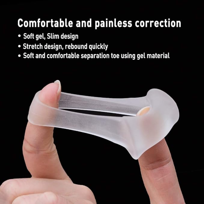 Welnove - 10 Pack Toe Separators Gel Toe Spacers Bunion Corrector（1st/2nd Toe) and Spreader for Bunions, Overlapping Toes and Drift Pain Relief Pads - Clear