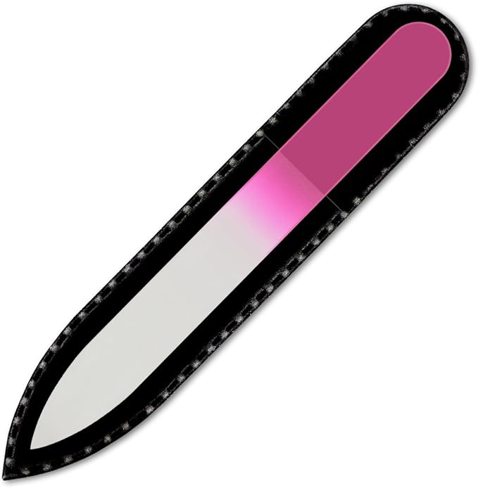 Color Crystal Nail File in Black Pouch - Small/Purse Size - Czech Tempered Glass - Handmade in Czech Republic