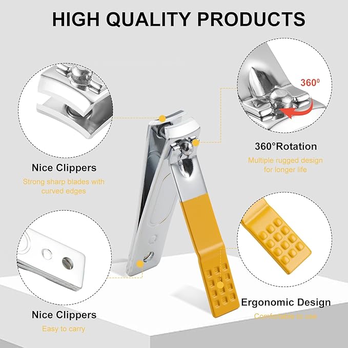 Nail Kit, Manicure Kit, Nail Care Kit for Women, Manicure Pedicure Set, Nail Clippers Toenail Clippers Kit, Professional Manicure Kit Pedicure Kit, Yellow Travel Case, Set of 12.