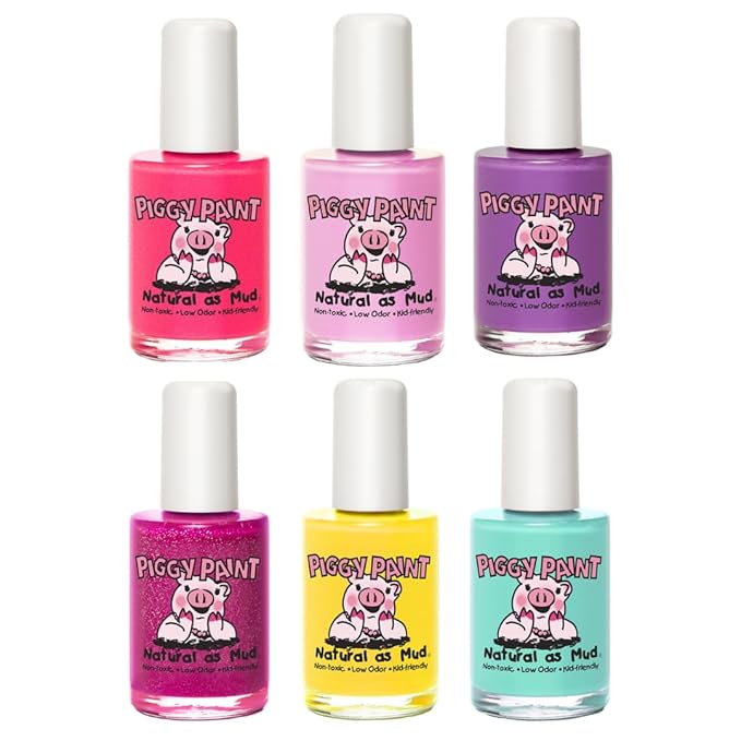 Piggy Paint | 100% Non-Toxic Girls Nail Polish | Safe, Cruelty-free, Vegan, & Low Odor for Kids| You Take the Cake (6 Polish Set)