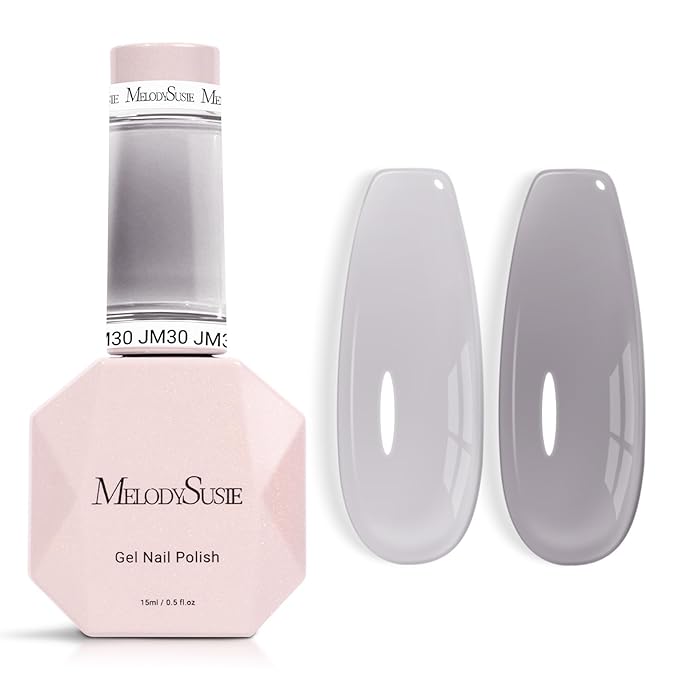 MelodySusie Jeweliver Jelly Gel Polish, 0.5Fl Oz Dark Gray Gel Nail Polish Sheer Neutral Translucent Nude Soak Off UV LED Light Cure Gift for Women Nail Art Manicure DIY at Home JM30