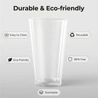 Clear Plastic Reusable Drinking Glasses set 6, 18oz Iced Tea Cups | BPA Free - Image 2