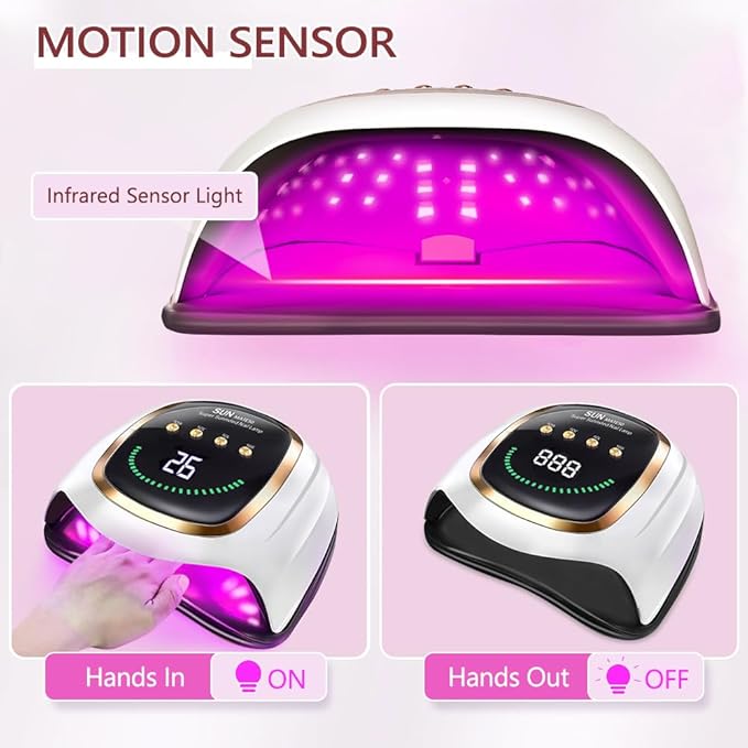 Upgraded red Light Treatment Gel Nail Light 72 LED Nail Light, 4 Timer Settings, one Button Start and Breathing Light Design, Hand and Foot use, Suitable for Fast Curing Anti Blackhand, Large LCD