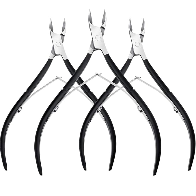 Mudder 3 Packs Cuticle Nippers Cutter Tool Stainless Steel Nail Cuticle Trimmer Remover with Pointed Blade Scissors Pedicure Manicure Tool for Fingernails Nails Care and Toenails(Black)