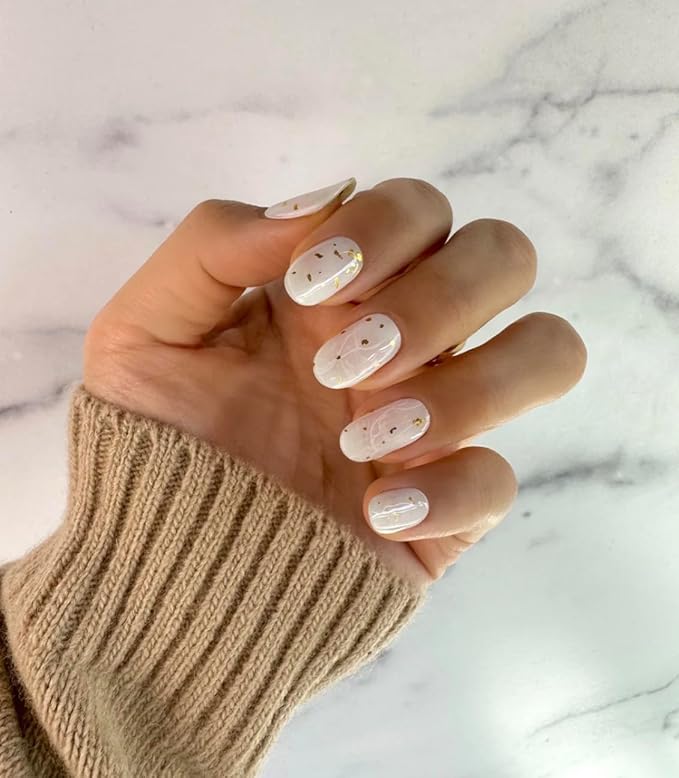 NOVA, Female Founded, Semi Cured Gel Nail Strips (Moonstone) - The 10 Minute Manicure. Salon-Quality, Works with Any Nail Lamp, Easy to Apply & Remove - Incl. Nail File & Wooden Stick (Moonstone)
