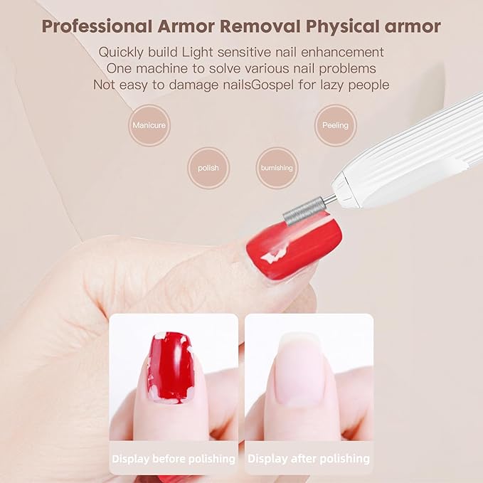 Electric Nail File,Nail Drill Kit with Nail Lamp,Cordless Nail Filer for Acrylic Gel Nails,Professional Nail Drill Machine Polishing Tool Manicure Pedicure Kit Efile Nail Supplies for Home Salon