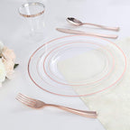 60 Pcs Rose Gold Plastic Plates, Disposable Party Set Include: 60 Clear Plastic - Image 4