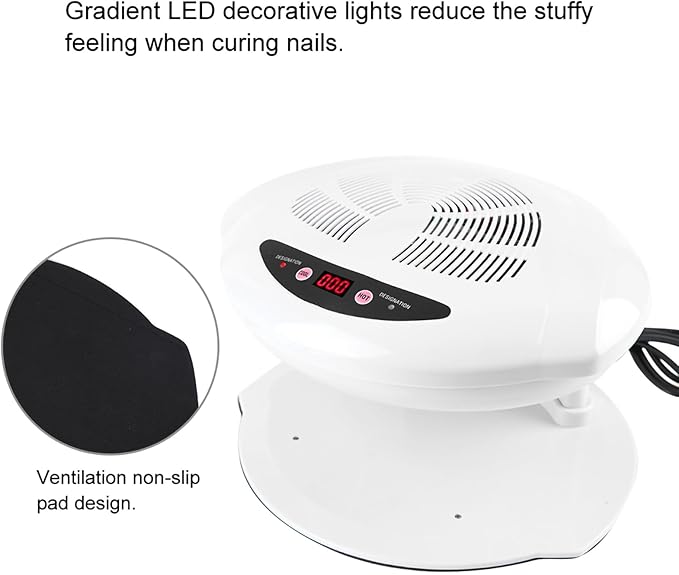 Air Nail Dryer, 2 in 1 400W Cool Warm Nail Air Blow Fan Nail Drying Machine Automatic Sensor Nail Polish Dryer Nail Art Manicure Tool for Salons or Home Use White
