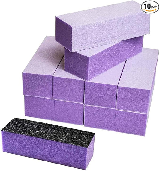 Karlash Nail Buffer Sanding Block Polisher Buffing File Nail Art Manicure Pedicure File (Purple White 60/100)