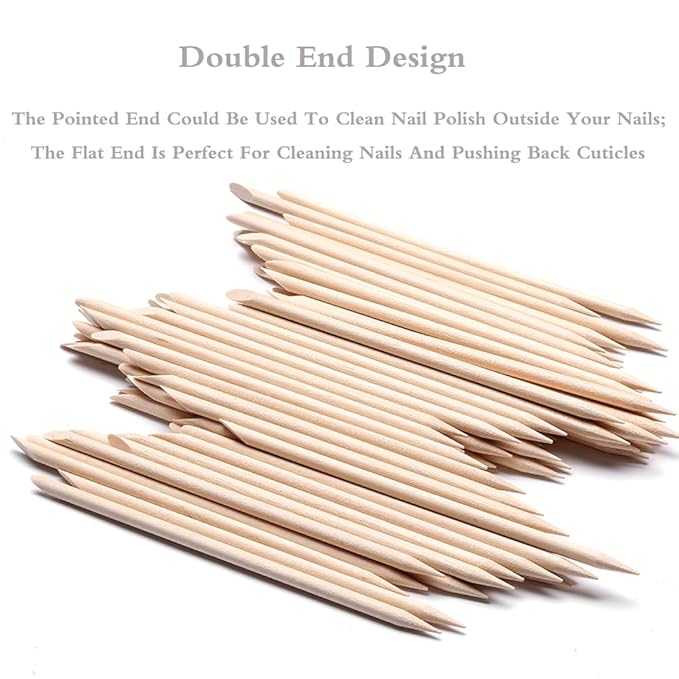 600 Pcs Orange Sticks for Nails - Borogo Orange Wooden Nail Sticks Double Sided Multi Functional Cuticle Pusher Remover Manicure Pedicure Tool