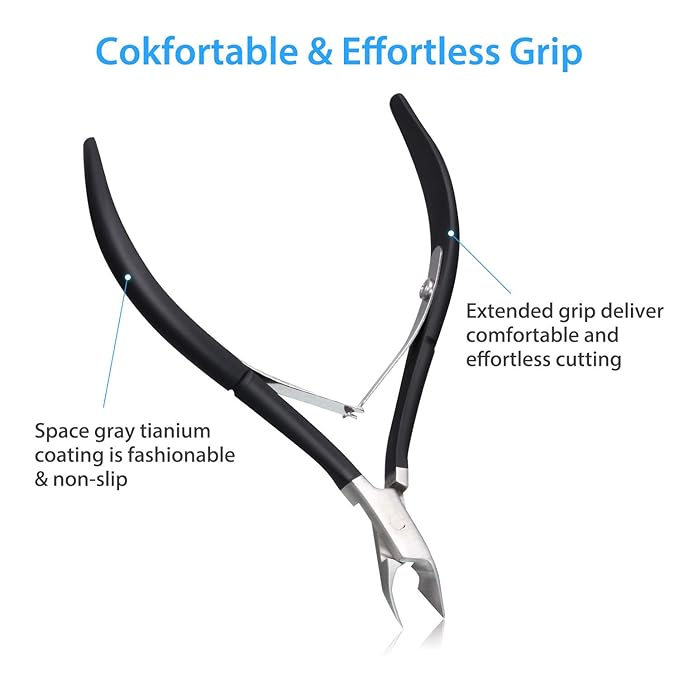 Mudder 3 Packs Cuticle Nippers Cutter Tool Stainless Steel Nail Cuticle Trimmer Remover with Pointed Blade Scissors Pedicure Manicure Tool for Fingernails Nails Care and Toenails(Black)