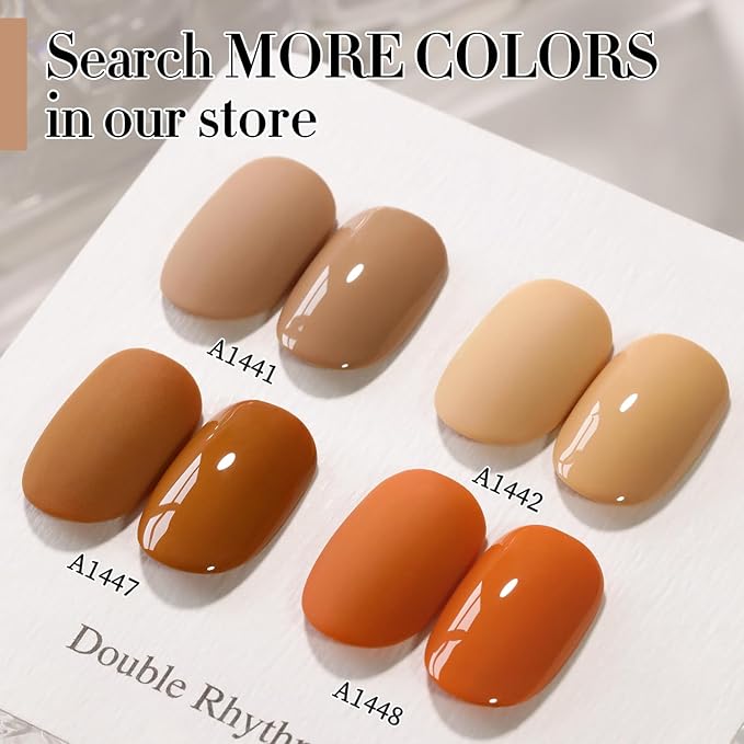 Double Rhythm Gel Polish 15ML Jelly Sheer Pastel Light Milky Color Pearl White Bottle 1 PC 0.5 OZ Full Size Nail Art Salon at Home (Deep Nude-D1441)