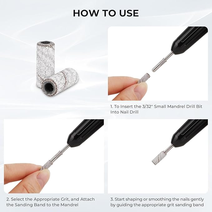 Lavinda Sanding Bands for Nail Drill with 3.1mm Mandrel Bit, 80 Piece Set Mini Small Sanding Bands Nail Drill Bits for Acrylic Nails Gel Manicures and Pedicures (120 Grit, Zebra)
