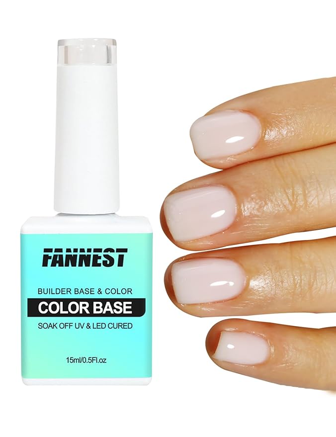 Milky Pink Gel Nail Polish, Hema Free Rubber Base Builder Gel, French Tips Base Colors Nails Strengthener Soak Off Gift for Womens (Milky Pink)