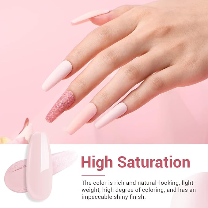AZUREBEAUTY Dip Powder Nail Kit Starter, 4 Colors Pink Tones Dipping Powder Set, French Nail Art Base Top Coat Activator Liquid All Seasons Manicure DIY Salon 12 PCS