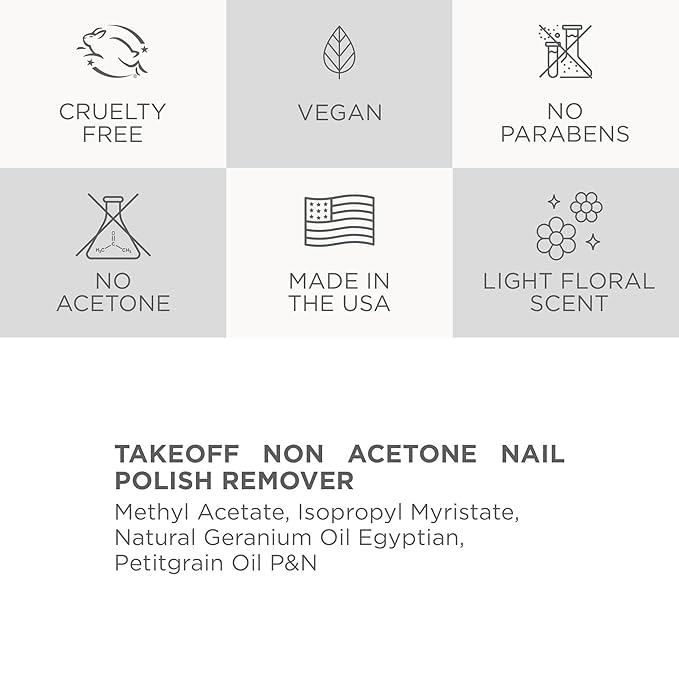 Côte Beauty’s Takeoff Non-Acetone Nail Polish Remover, Scented with Wild Sea Rose & Essential Oils, Vegan & Cruelty-Free, Gentle Nail Polish Remover with No Chalky Residue, 4 Fl Oz