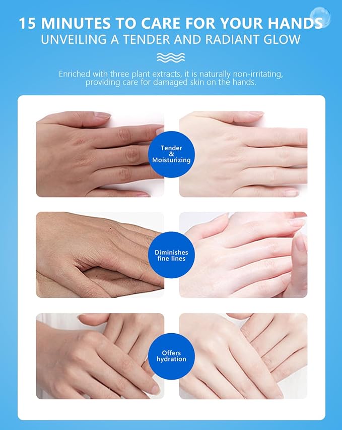 Elastic Skinny Hand Mask, 10 Pairs of Serum-Infused Moisturizing Hand Gloves for Dry and Tired Skin Repair