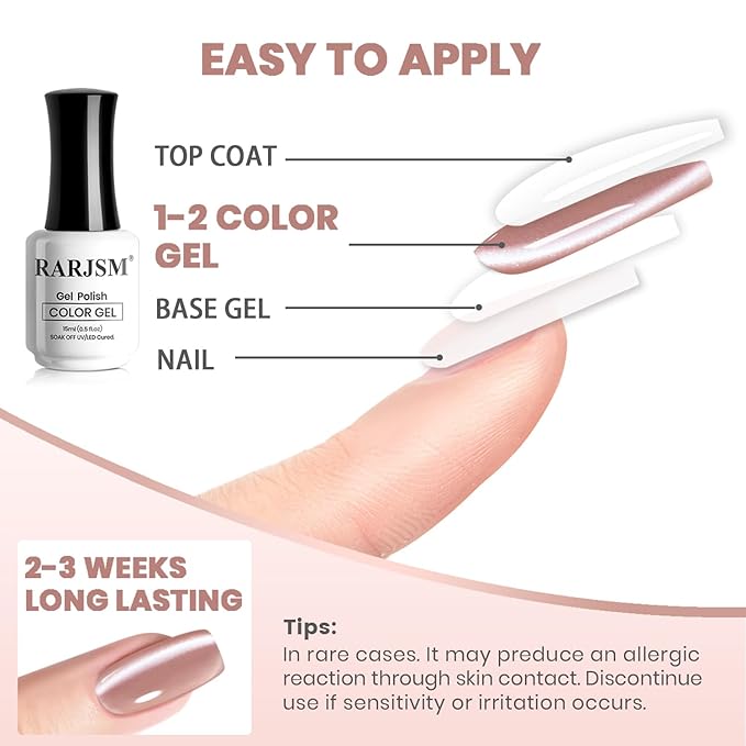 RARJSM Nude Mavue Rose Pink Cat Eye Gel Nail Polish Magnetic Sparkle Silver Ceramic Diamond Shimmer Translucent Sheer Cateye Gel Polish 15ml UV LED Curing Requires Soak Off Home Salon Manicure