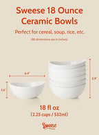 Sweese 18 oz Medium White Porcelain Bowls - Image 2