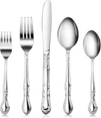 New Star Foodservice Rose Pattern 18/0 Stainless Steel Flatware Set, 60-Piece by NewStarFoodservice